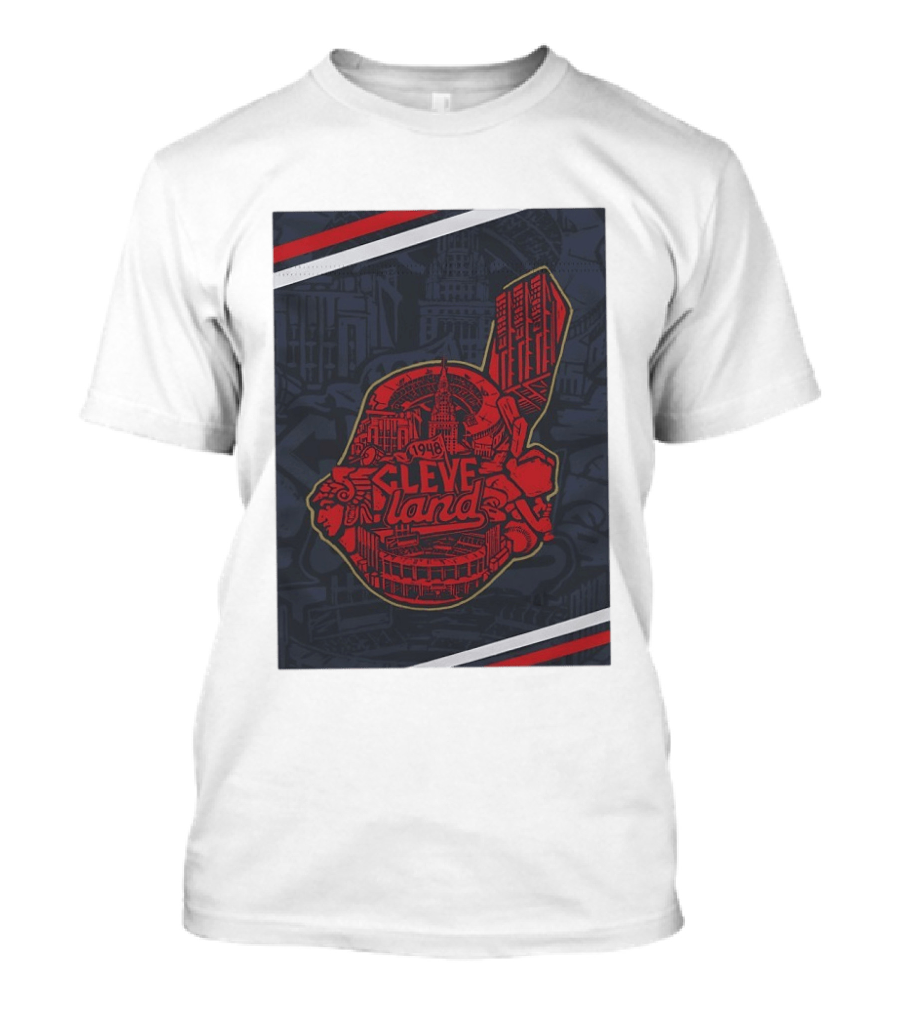 Cleveland 1948 Baseball Team City Mosaic Landmark Collage T-Shirt