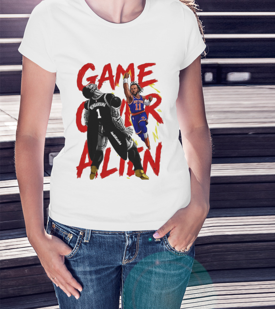 Game Over Alien Wembanyama Vs Jalen Gohan Brunson Knicks T-Shirt