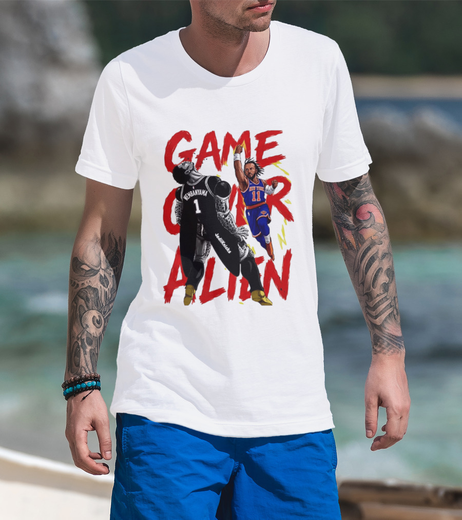 Game Over Alien Wembanyama Vs Jalen Gohan Brunson Knicks T-Shirt
