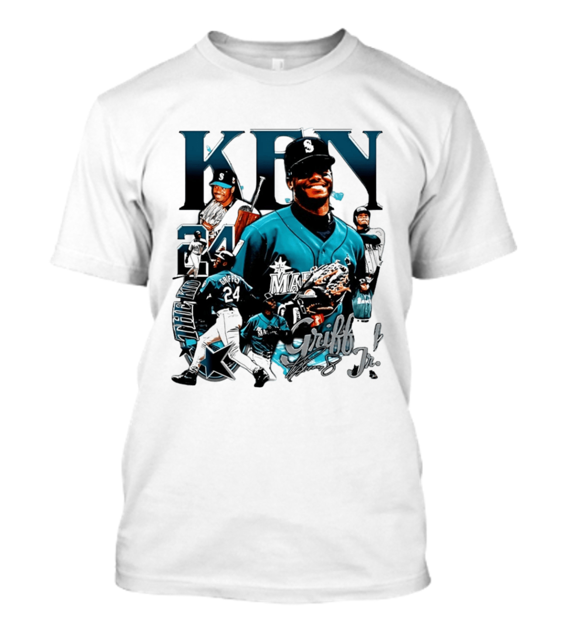 Ken Griffey Jr Seattle Mariners The Kid 24 Legendary Collage T-Shirt