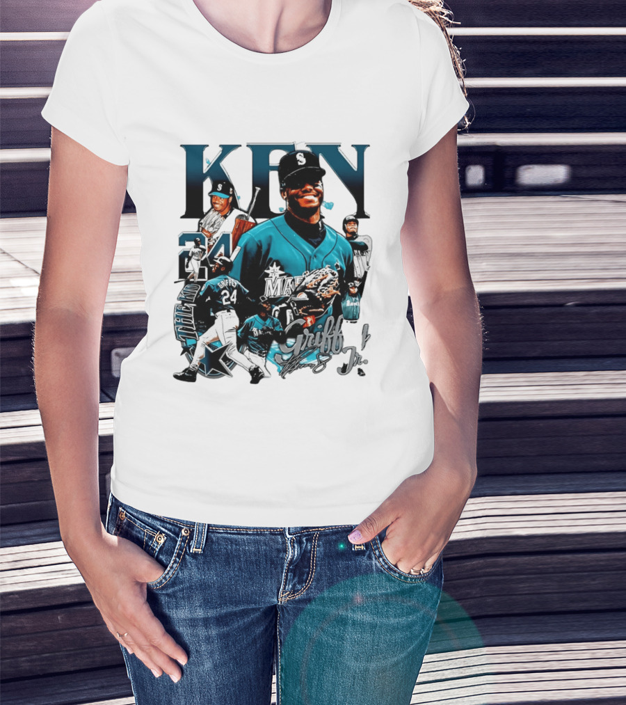 Ken Griffey Jr Seattle Mariners The Kid 24 Legendary Collage T-Shirt