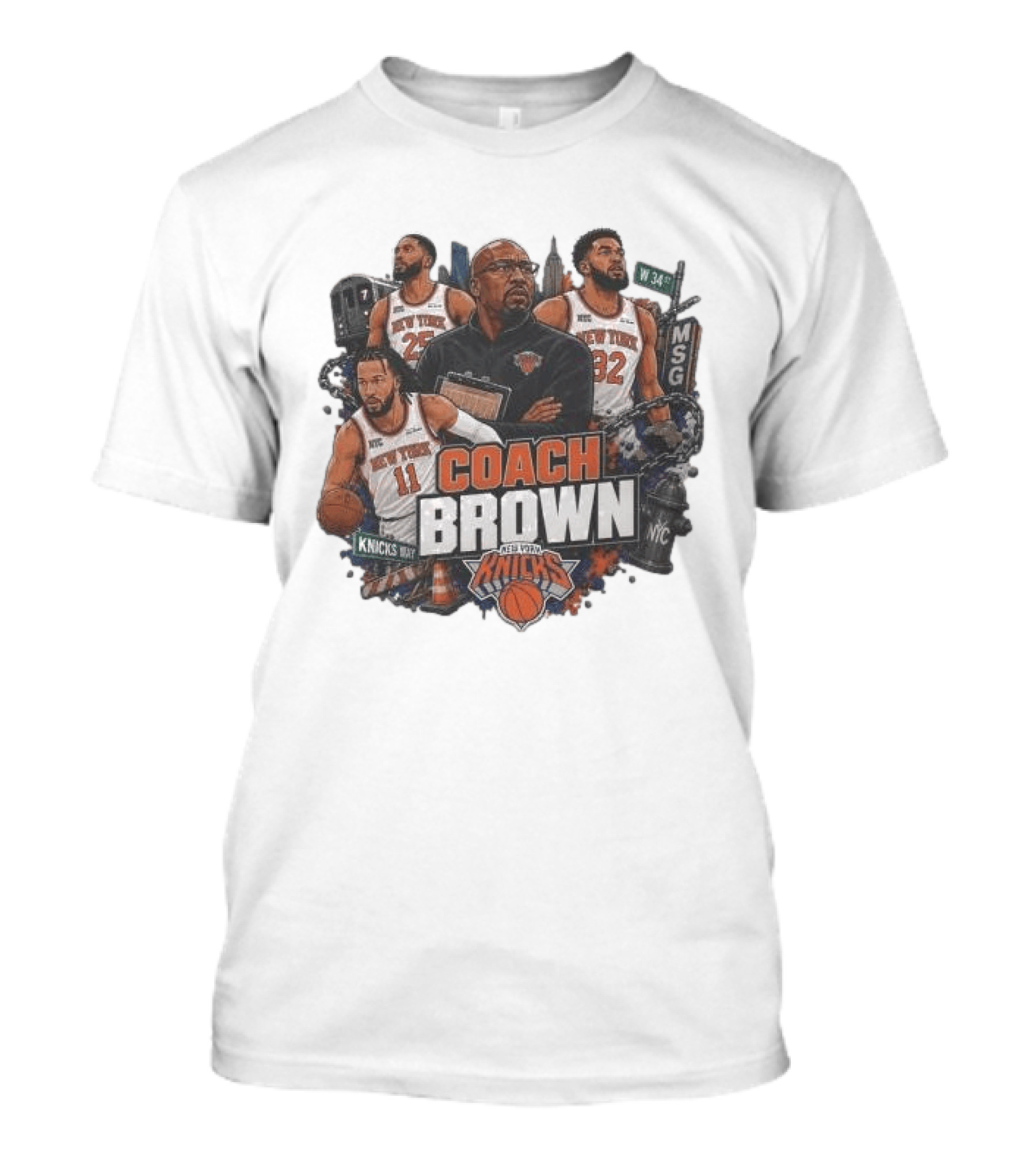 New York Knicks MSG Coach Brown Knicks Way Basketball Team 34th Street 2026 T-Shirt