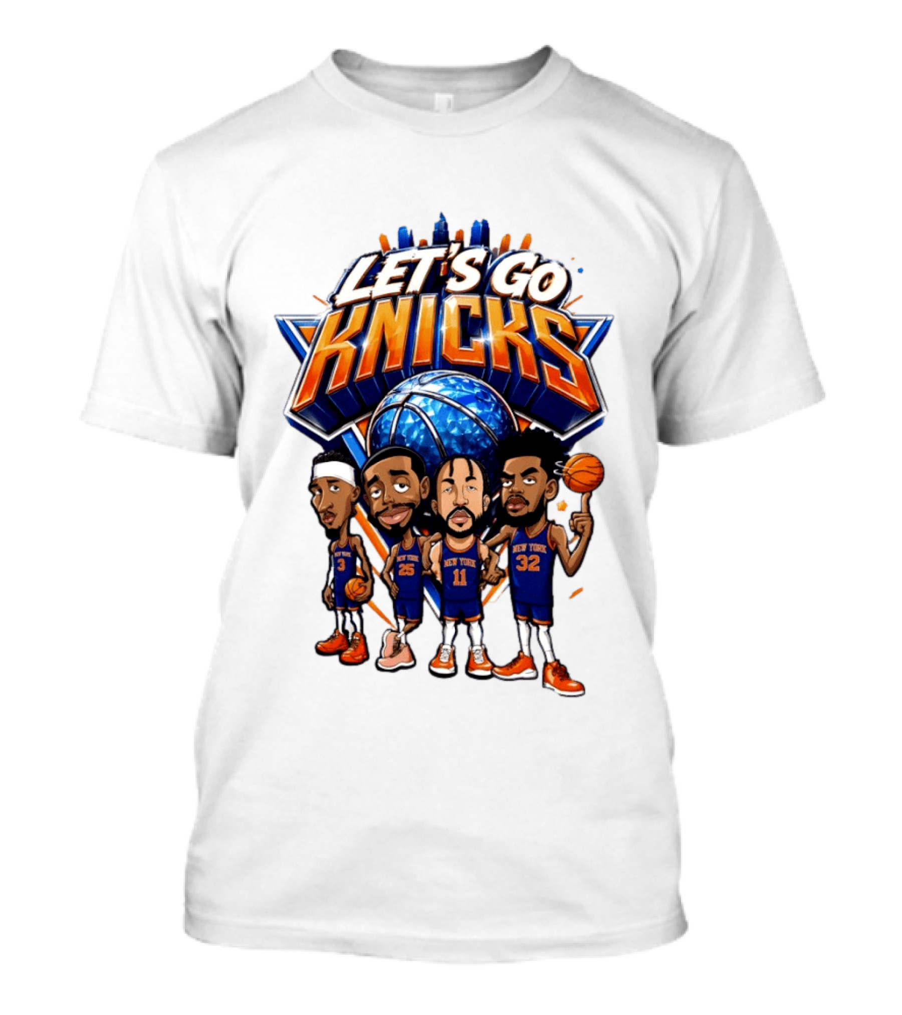 Let's Go Knicks New York Basketball Players Cartoon 2026 T-Shirt