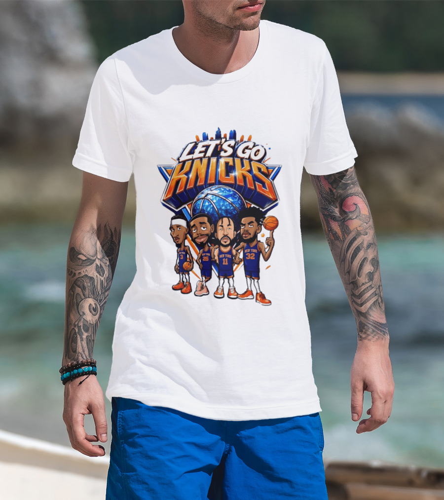 Let's Go Knicks New York Basketball Players Cartoon 2026 T-Shirt