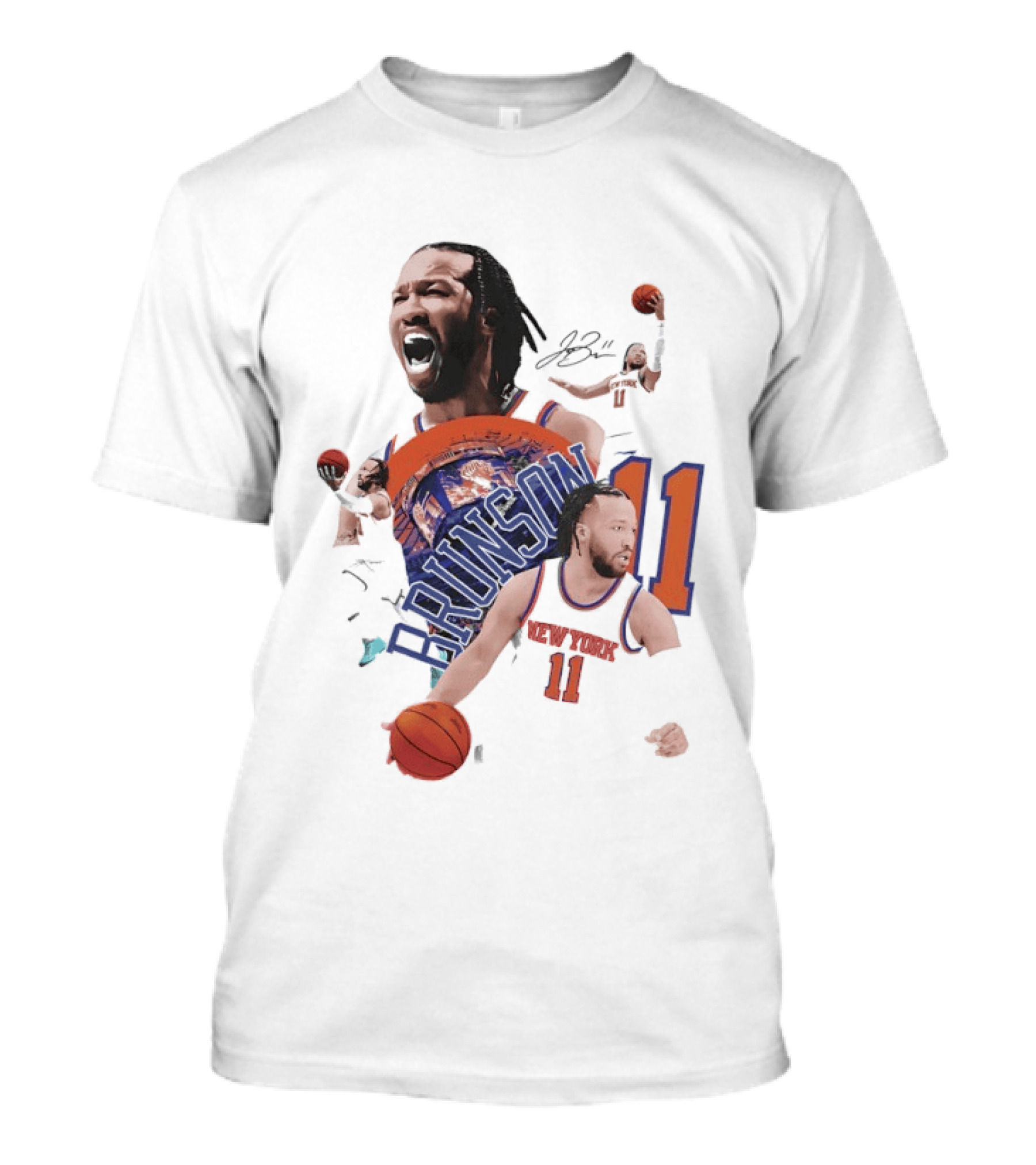 NY Knicks Jalen Brunson Number 11 Collage Basketball Player T-Shirt