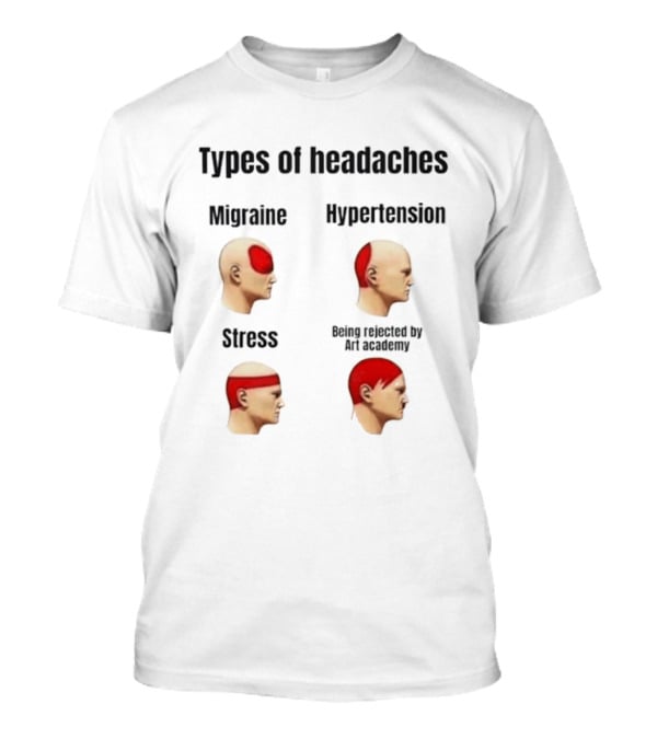 Types Of Headaches Migraine Hypertension Stress Being Rejected By Art Academy T-Shirt