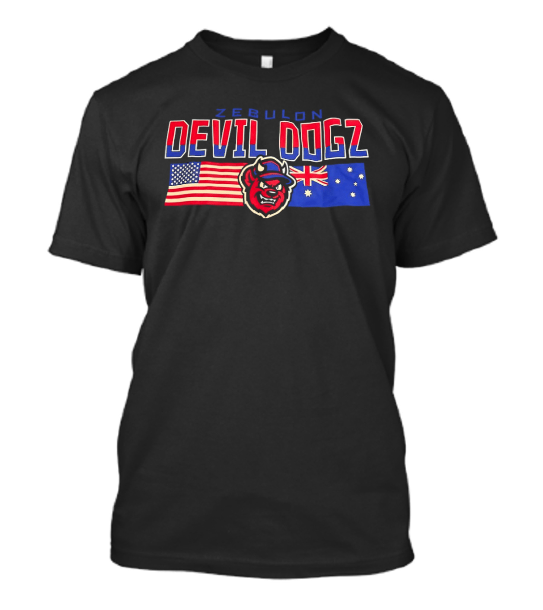 Zebulon Devil Dogz American Australian Flags T-Shirt