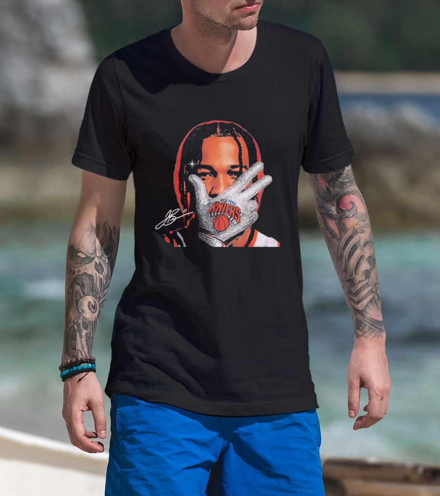 New York Knicks Jalen Brunson Iceman Signature Glove T-Shirt