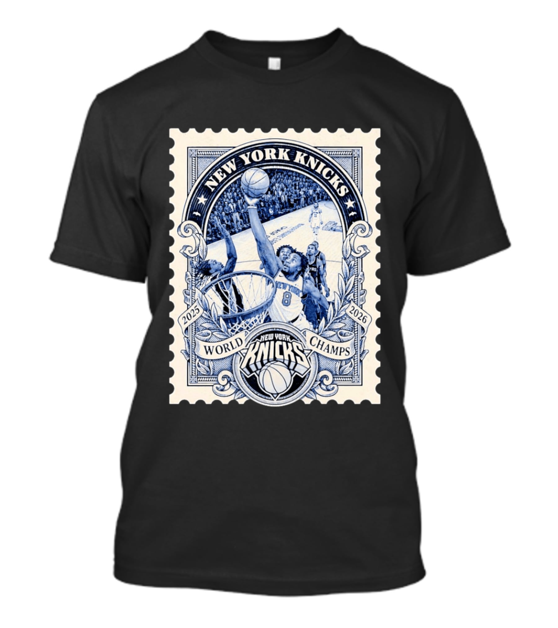 New York Knicks 2026 World Champs OG Anunoby Basketball Stamp T-Shirt