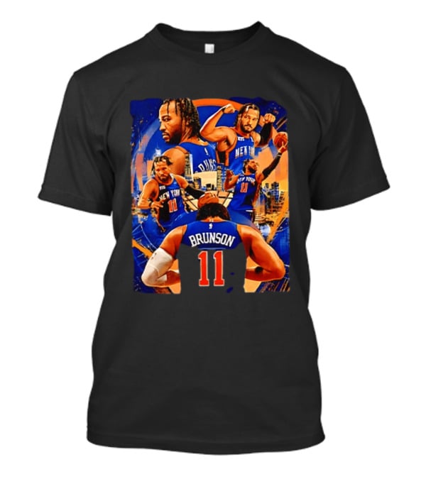 New York Knicks Jalen Brunson Number 11 Team Collage T-Shirt