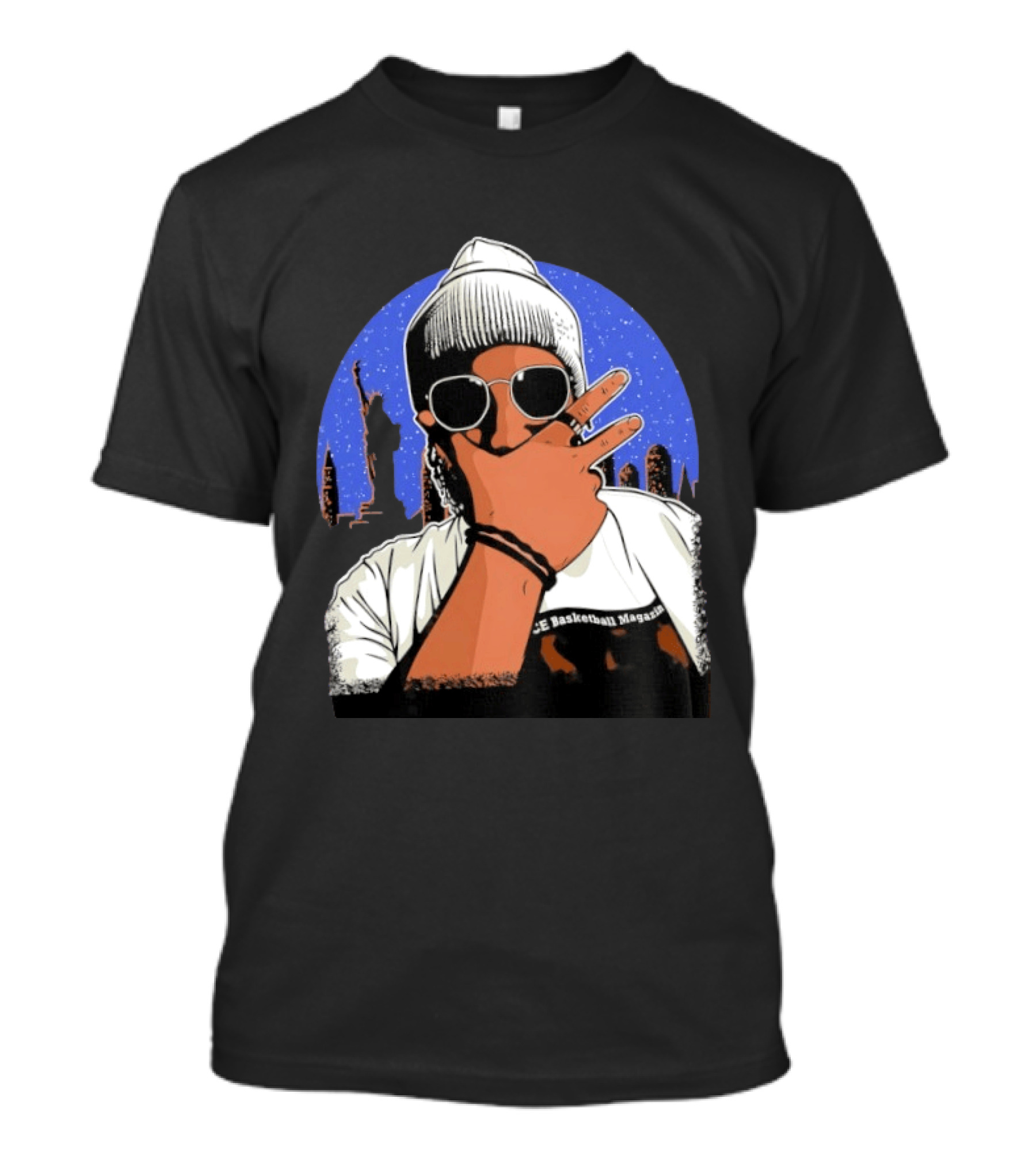 Jalen Brunson's Dad Celly Peace Sign NYC Skyline Basketball Magazine T-Shirt