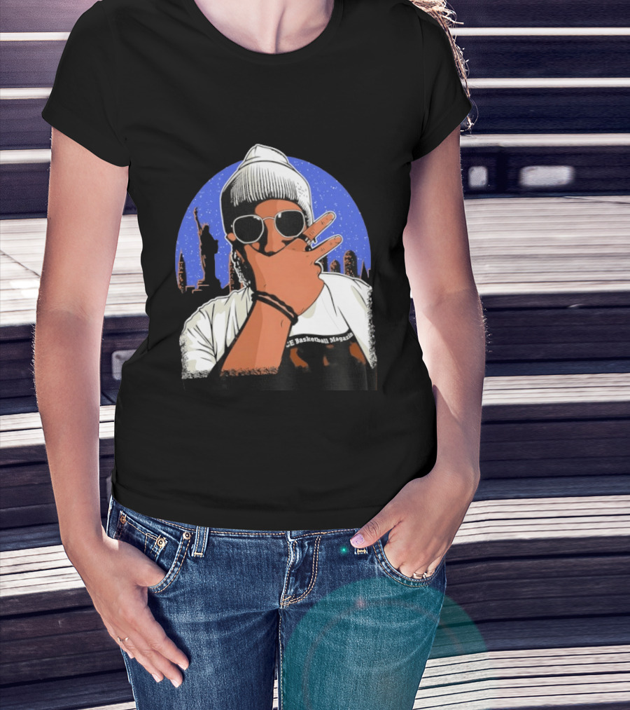 Jalen Brunson's Dad Celly Peace Sign NYC Skyline Basketball Magazine T-Shirt