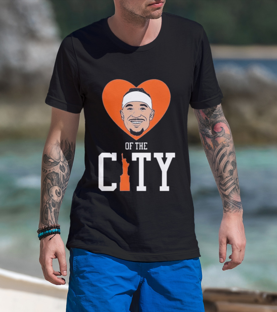 Josh Hart New York Knicks Heart Statue Of Liberty City T-Shirt
