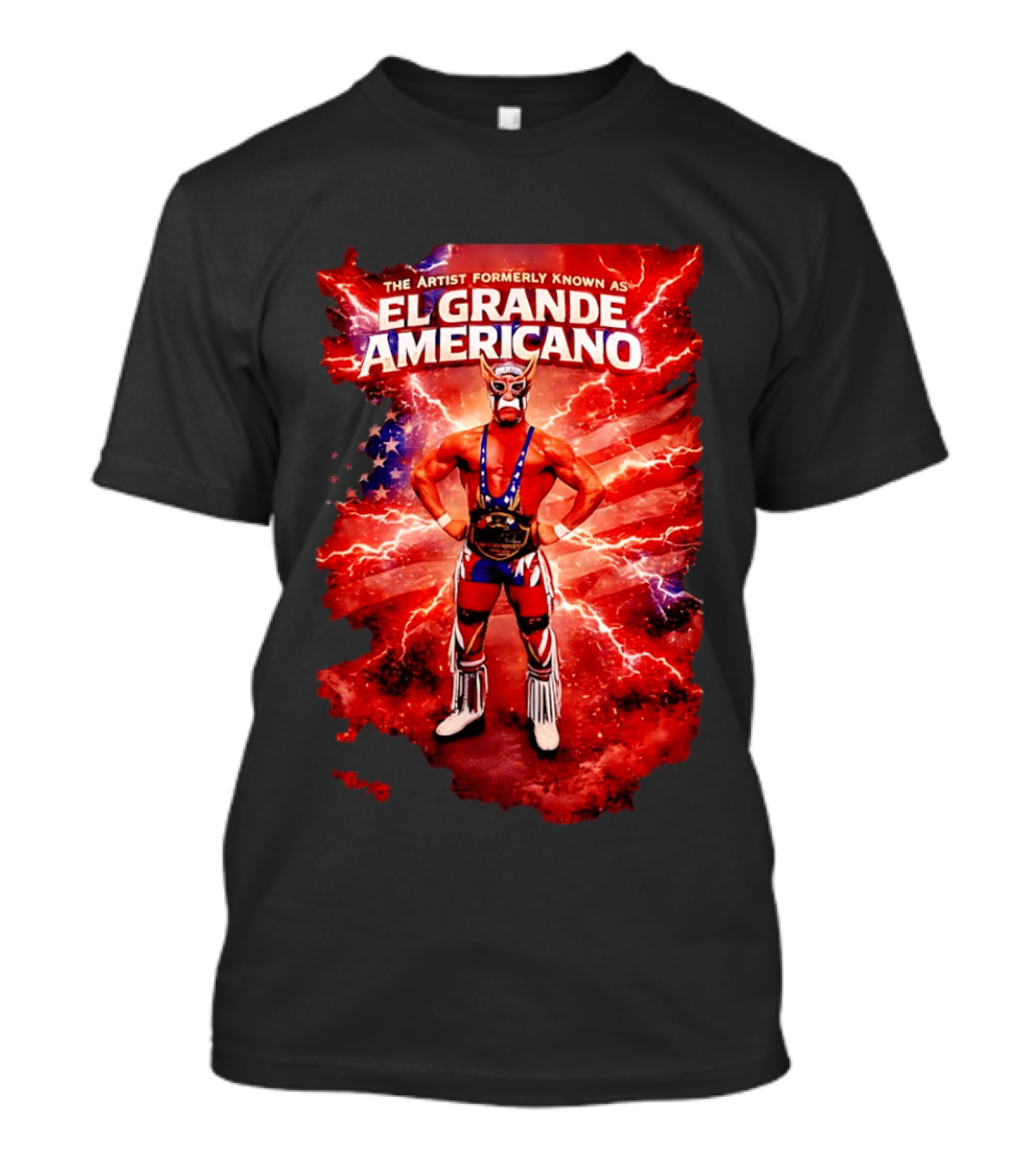 The Artist Formerly Known As El Grande Americano Luchador Flag Lightning T-Shirt