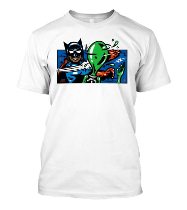 Batman Slapping Alien Knicks Beat Spurs NBA Final 2026 Soda Sports T-Shirt
