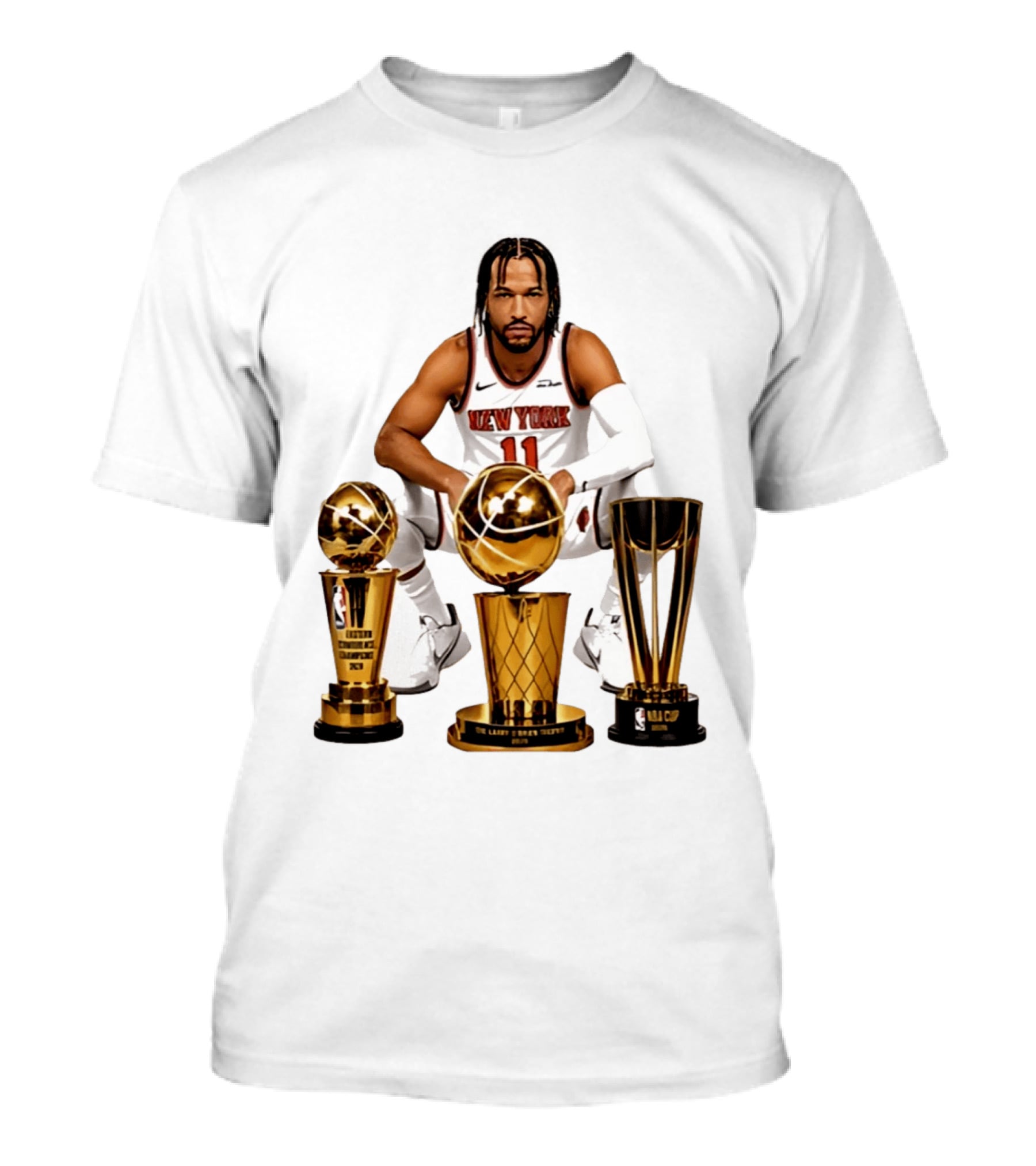 New York Knicks Jalen Brunson 11 Trophy Collection NBA Champions T-Shirt