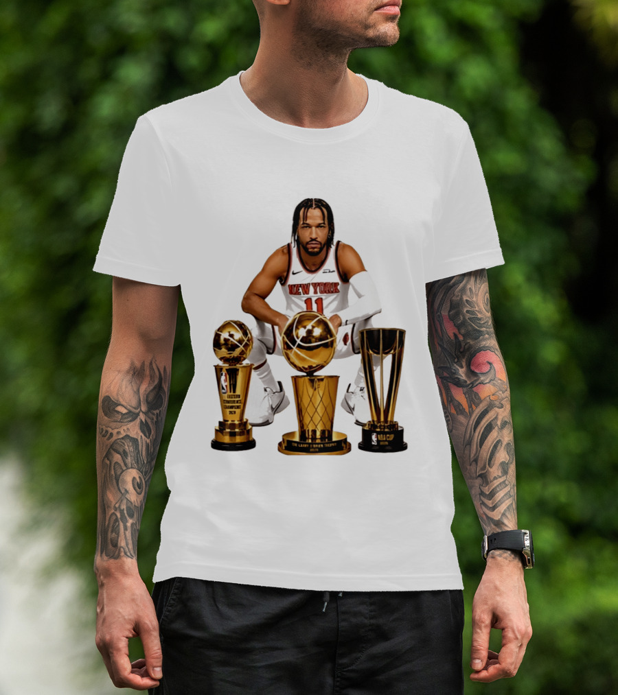 New York Knicks Jalen Brunson 11 Trophy Collection NBA Champions T-Shirt