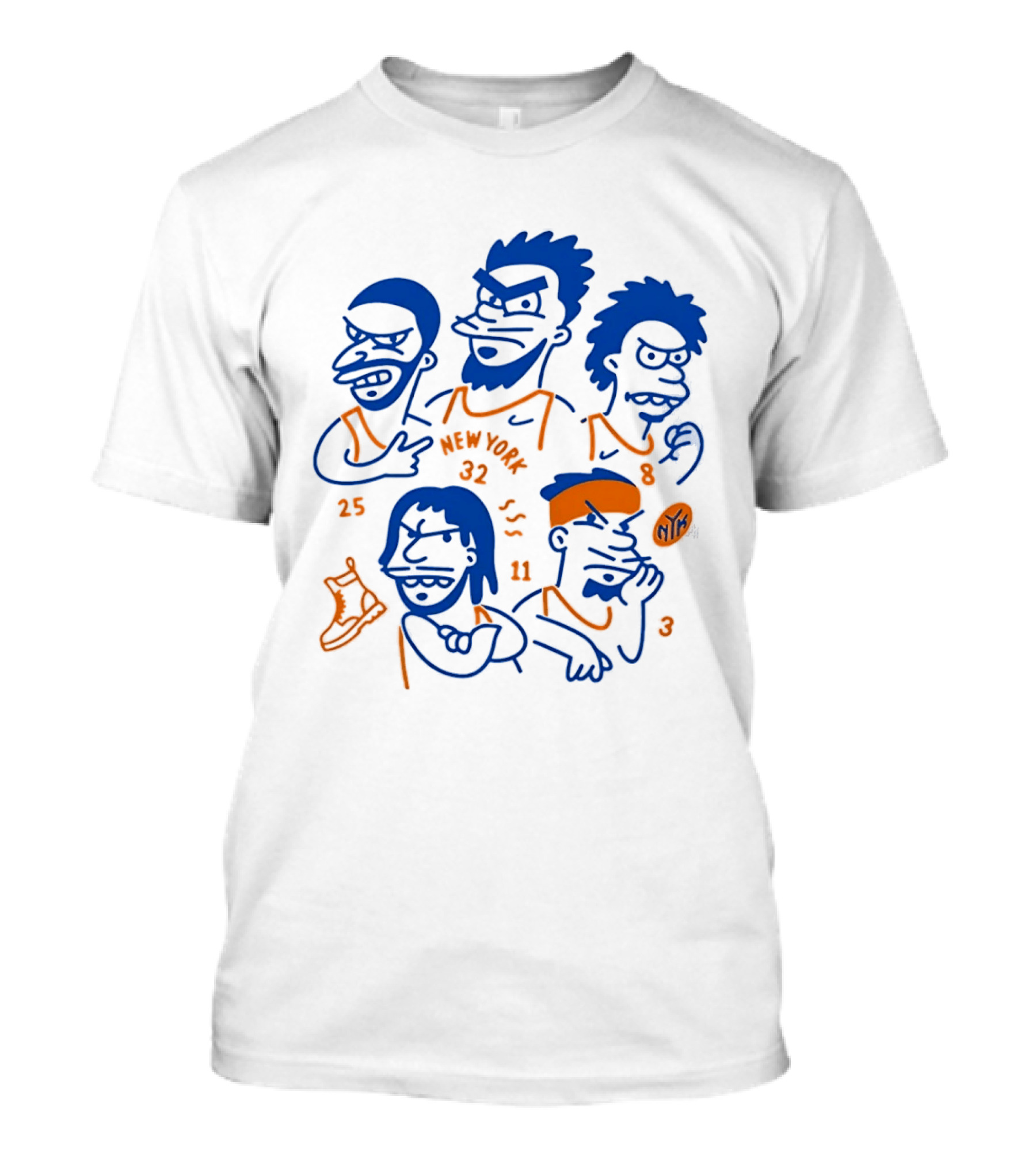 New York 32 Cartoon Characters Knicks 25 8 11 3 T-Shirt