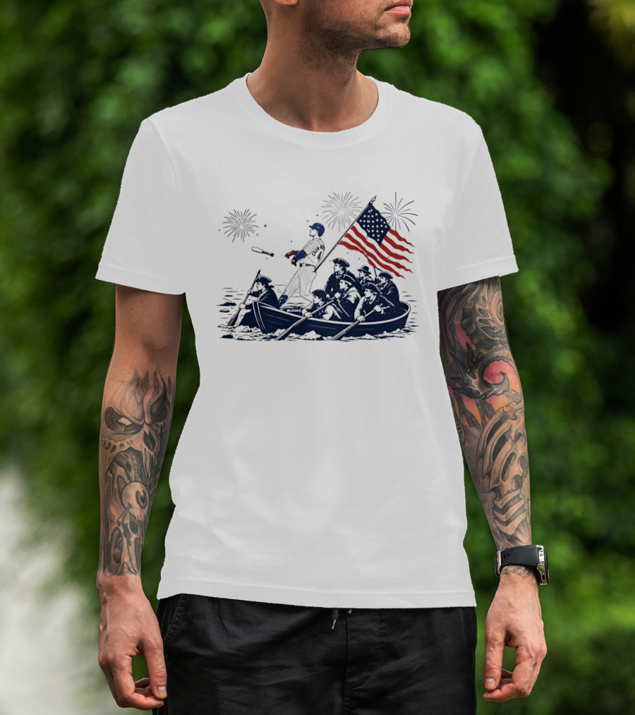 Chicago Cubs Patriotic Crossing The Delaware 4th Of July Meme T-Shirt