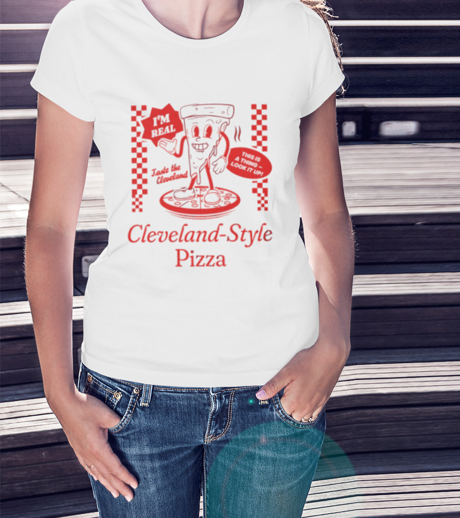 Cleveland Style Pizza I'm Hot Retro Football T-Shirt
