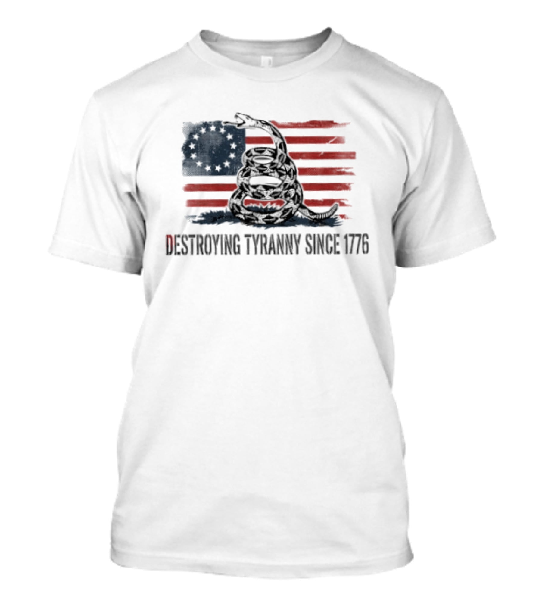 Destroying Tyranny Since 1776 Betsy Ross Flag Snake T-Shirt