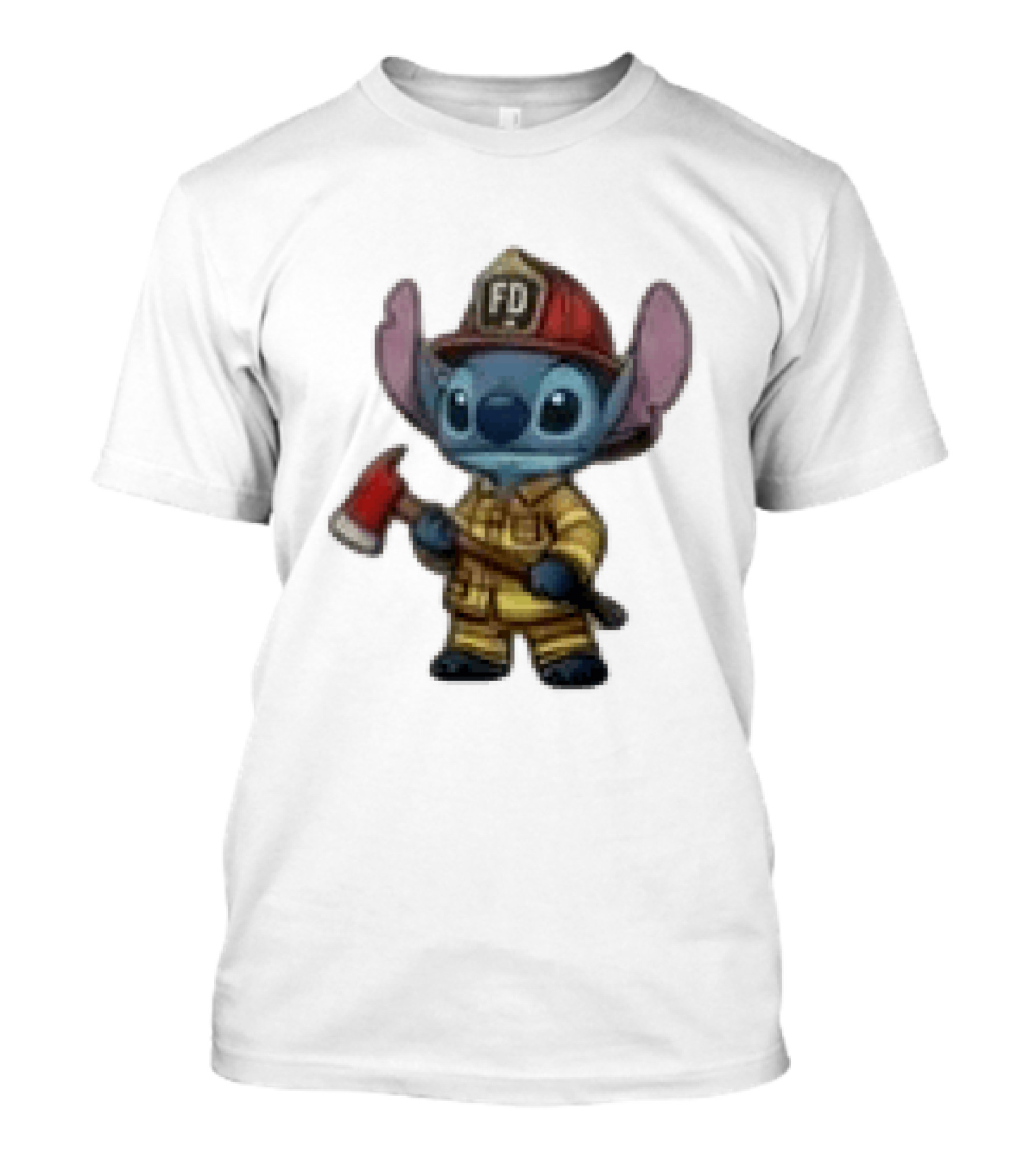 Disney Stitch Fire Rescue Not Just A Job A Calling Fire Dept FD Helmet Axe T-Shirt
