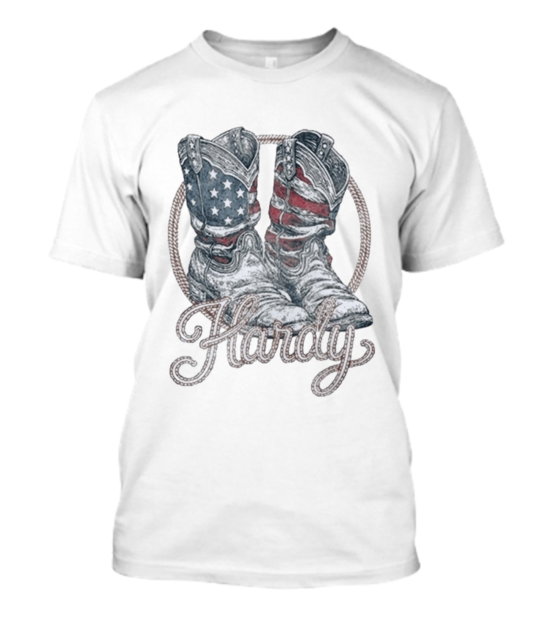 Hardy Boots Americana Patriotic Flag Cowboy T-Shirt