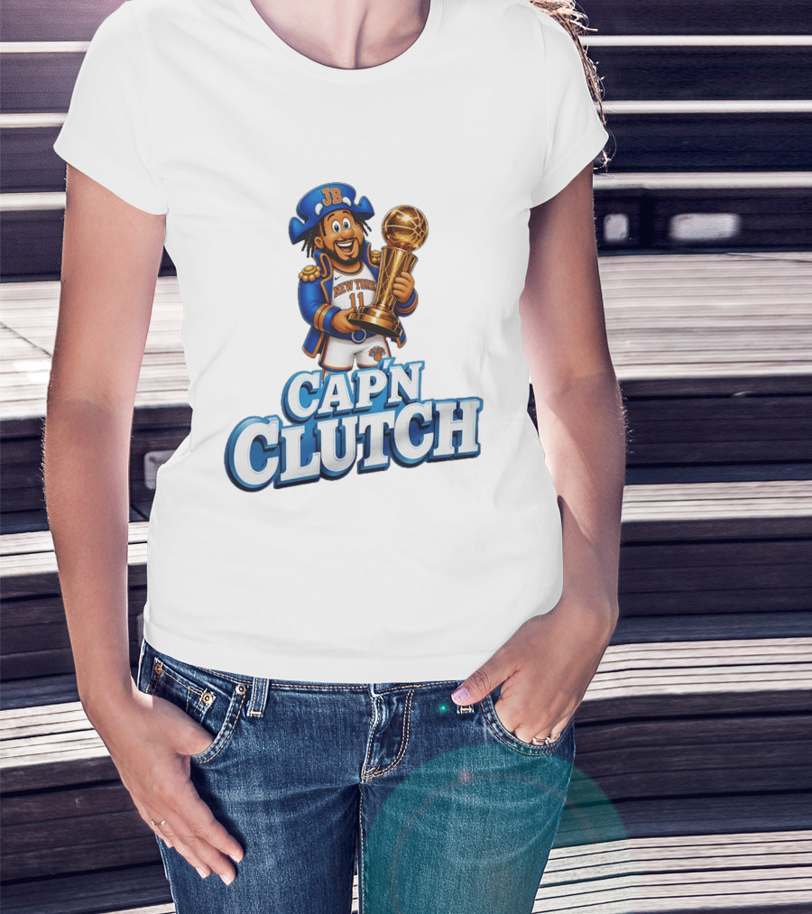 Jalen Brunson Capn Clutch New York Knicks Cartoon MVP T-Shirt