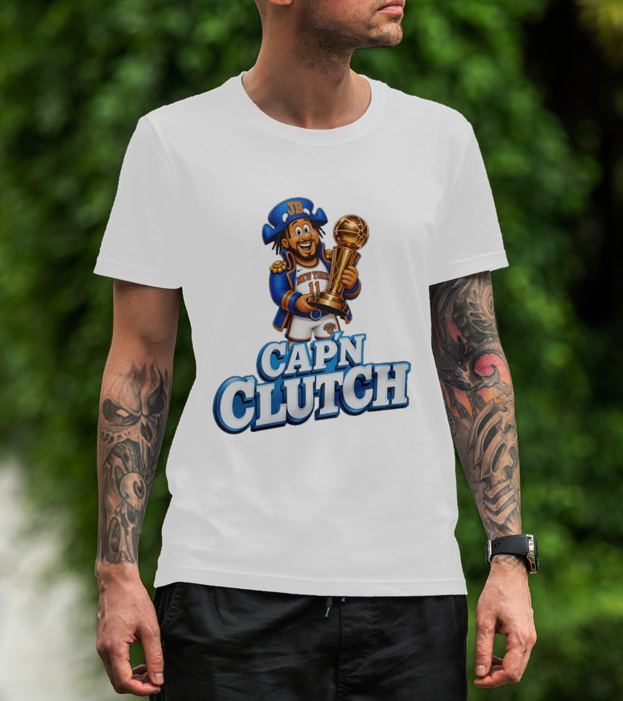 Jalen Brunson Capn Clutch New York Knicks Cartoon MVP T-Shirt