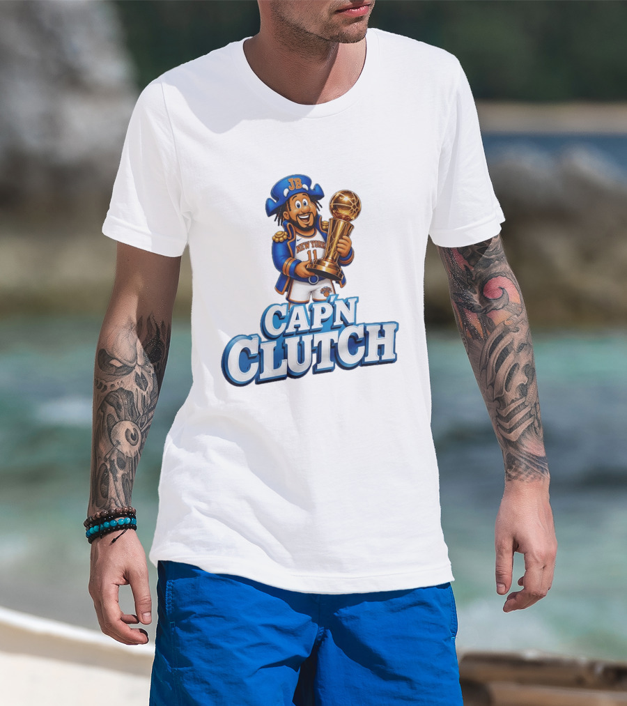 Jalen Brunson Capn Clutch New York Knicks Cartoon MVP T-Shirt