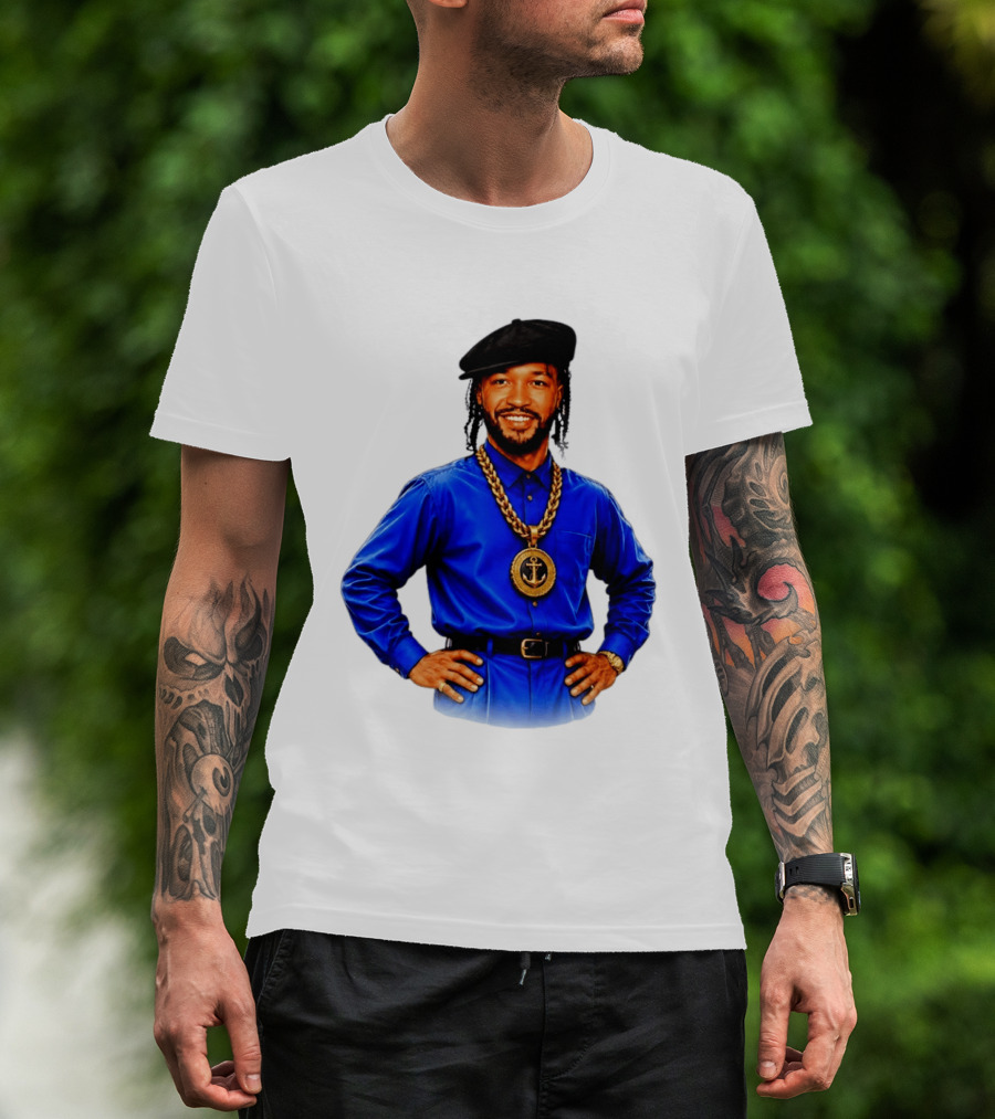 Jalen Brunson NY Knicks Always Business Never Personal Anchor Chain Beret Outfit T-Shirt