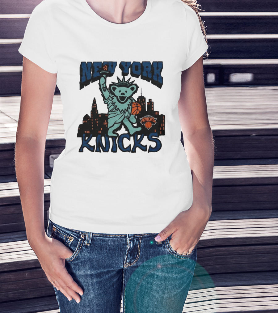 NBA Grateful Dead New York Knicks Bear Liberty Statue T-Shirt