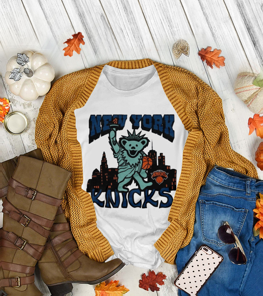 NBA Grateful Dead New York Knicks Bear Liberty Statue T-Shirt