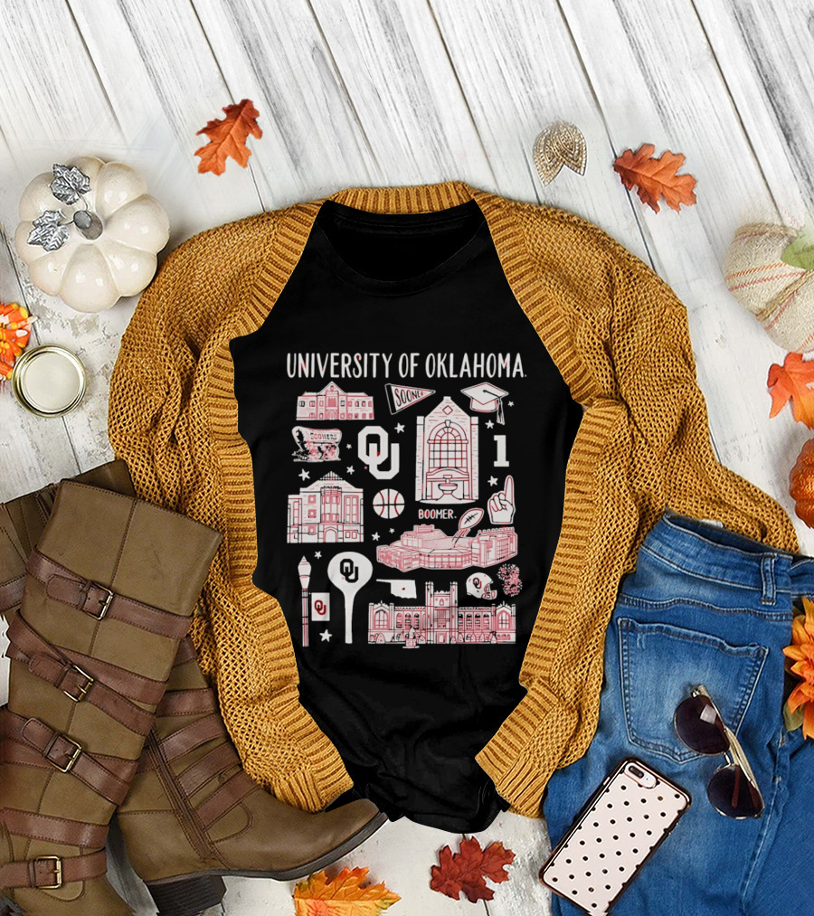 University of Oklahoma Boomer Sooner Iconic Landmarks T-Shirt
