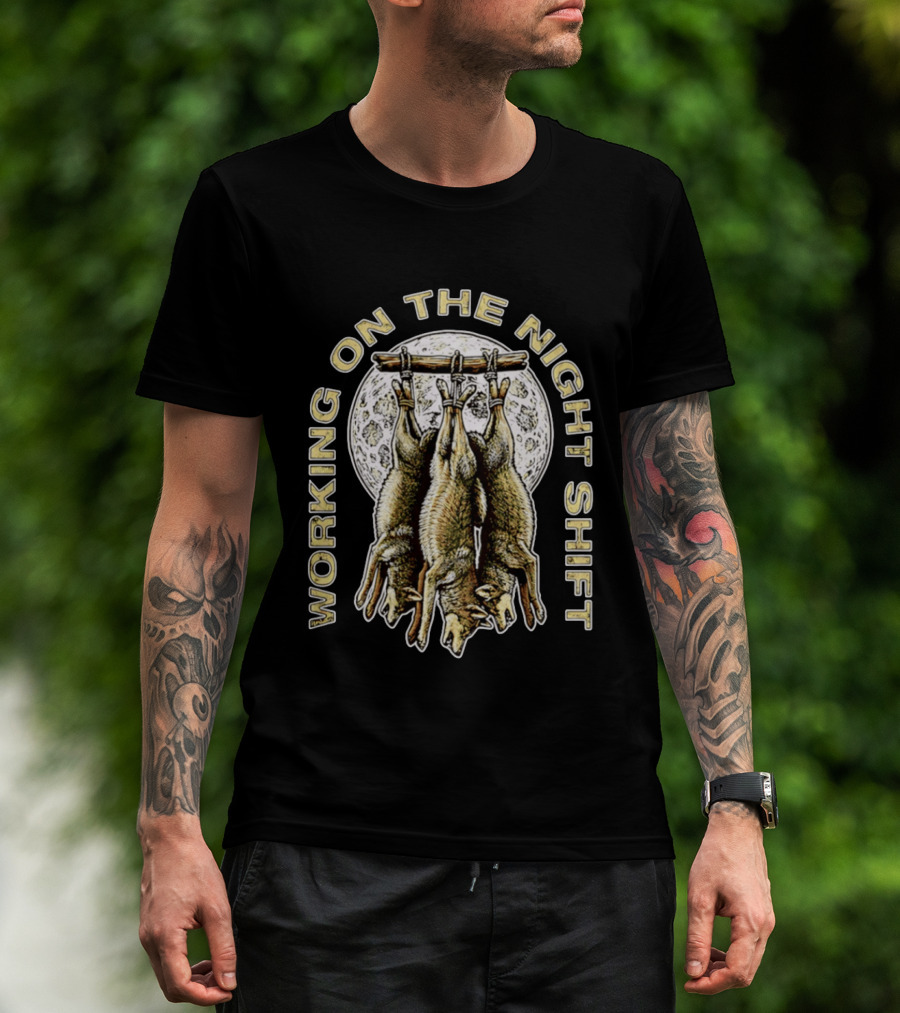 Working On The Night Shift Hanging Bats Full Moon T-Shirt