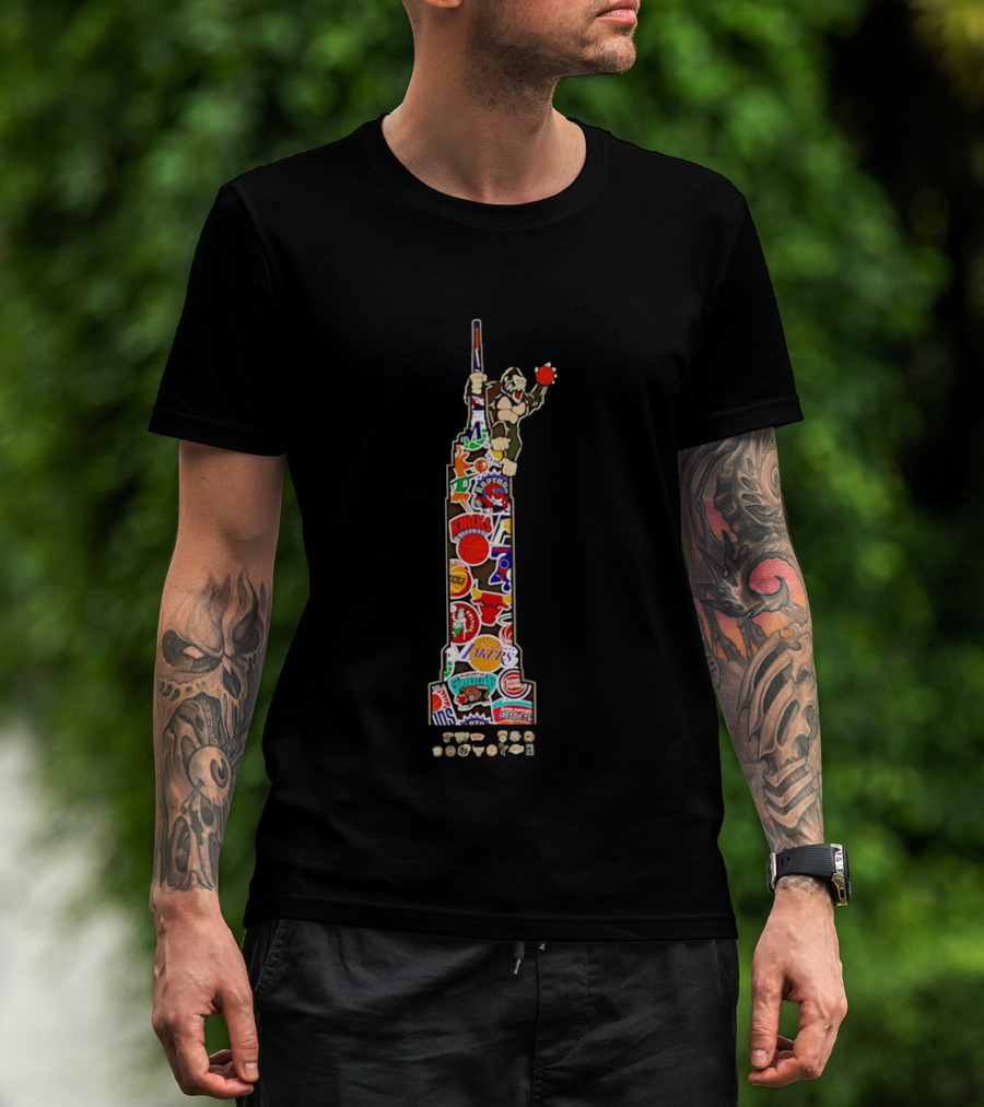 New York Knicks Hardwood Classics King K 2026 NBA Team Logos Empire State Building Gorillas T-Shirt