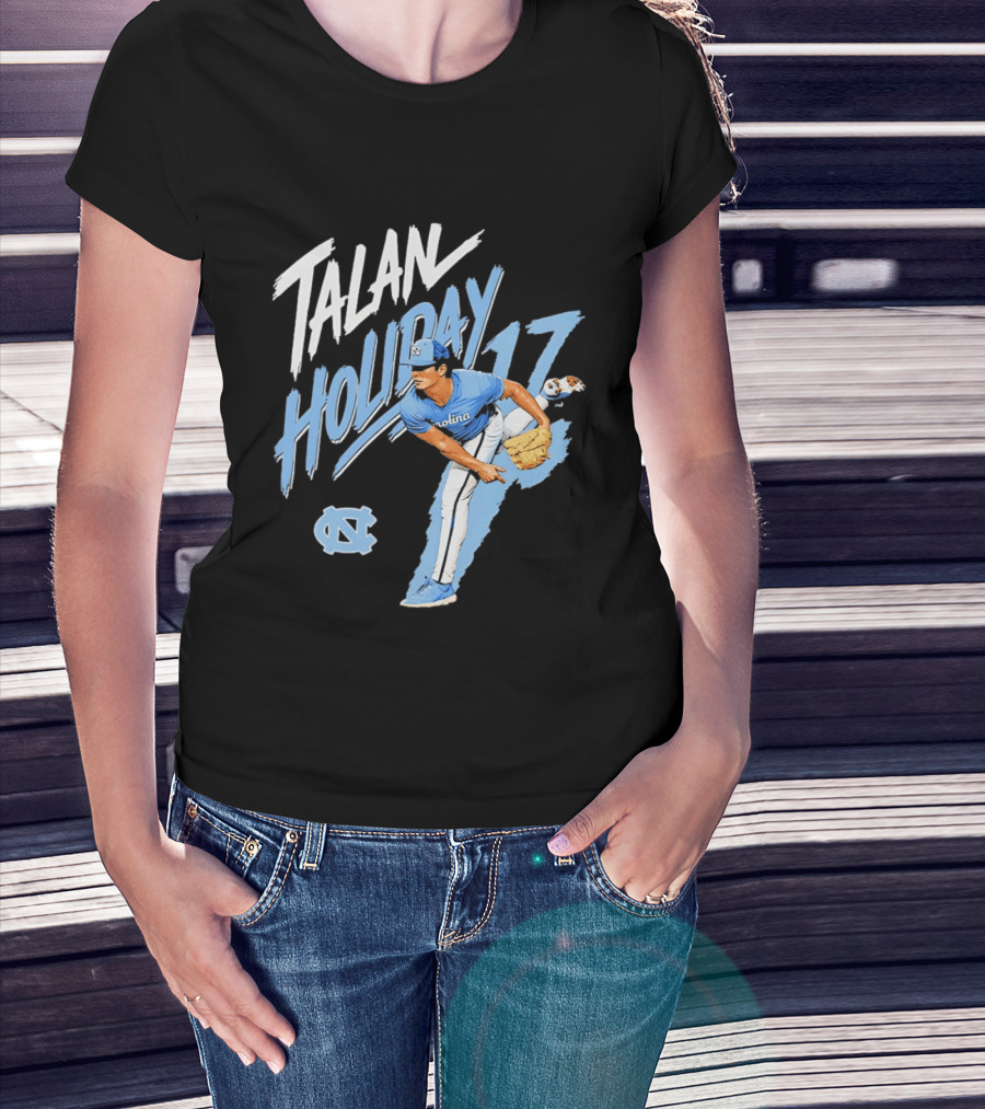 North Carolina Tar Heels Talan Holiday 17 Pitching Action T-Shirt