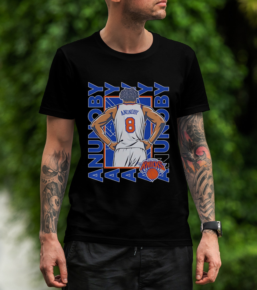 OG Anunoby Number 8 New York Knicks Basketball Icon Repeat T-Shirt