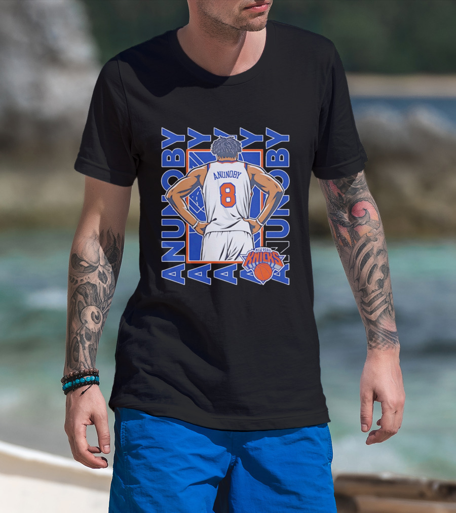 OG Anunoby Number 8 New York Knicks Basketball Icon Repeat T-Shirt