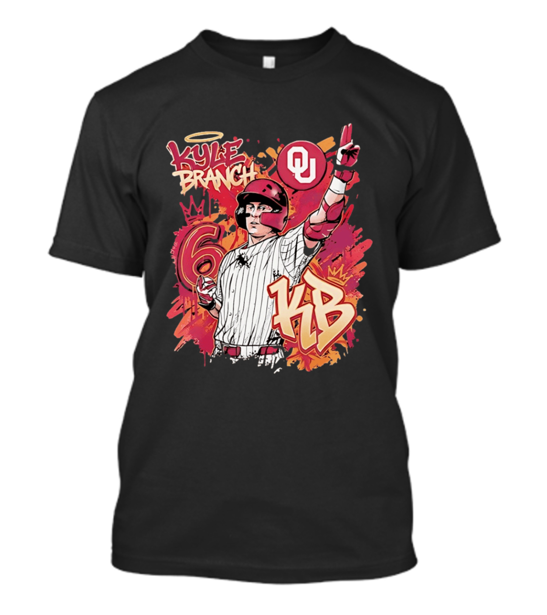 Oklahoma Sooners Kyle Branch 6 Graffiti KB T-Shirt