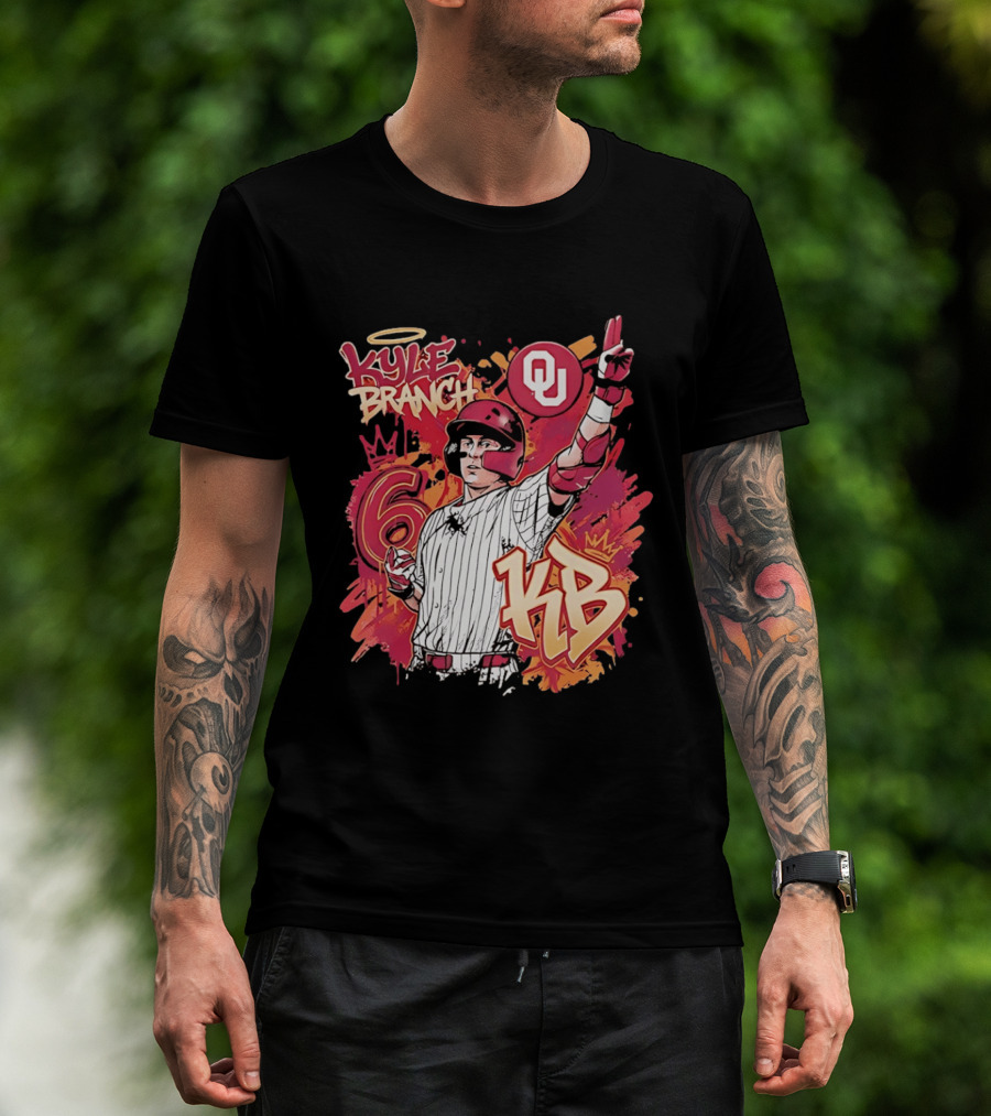 Oklahoma Sooners Kyle Branch 6 Graffiti KB T-Shirt