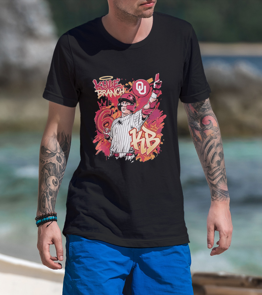 Oklahoma Sooners Kyle Branch 6 Graffiti KB T-Shirt
