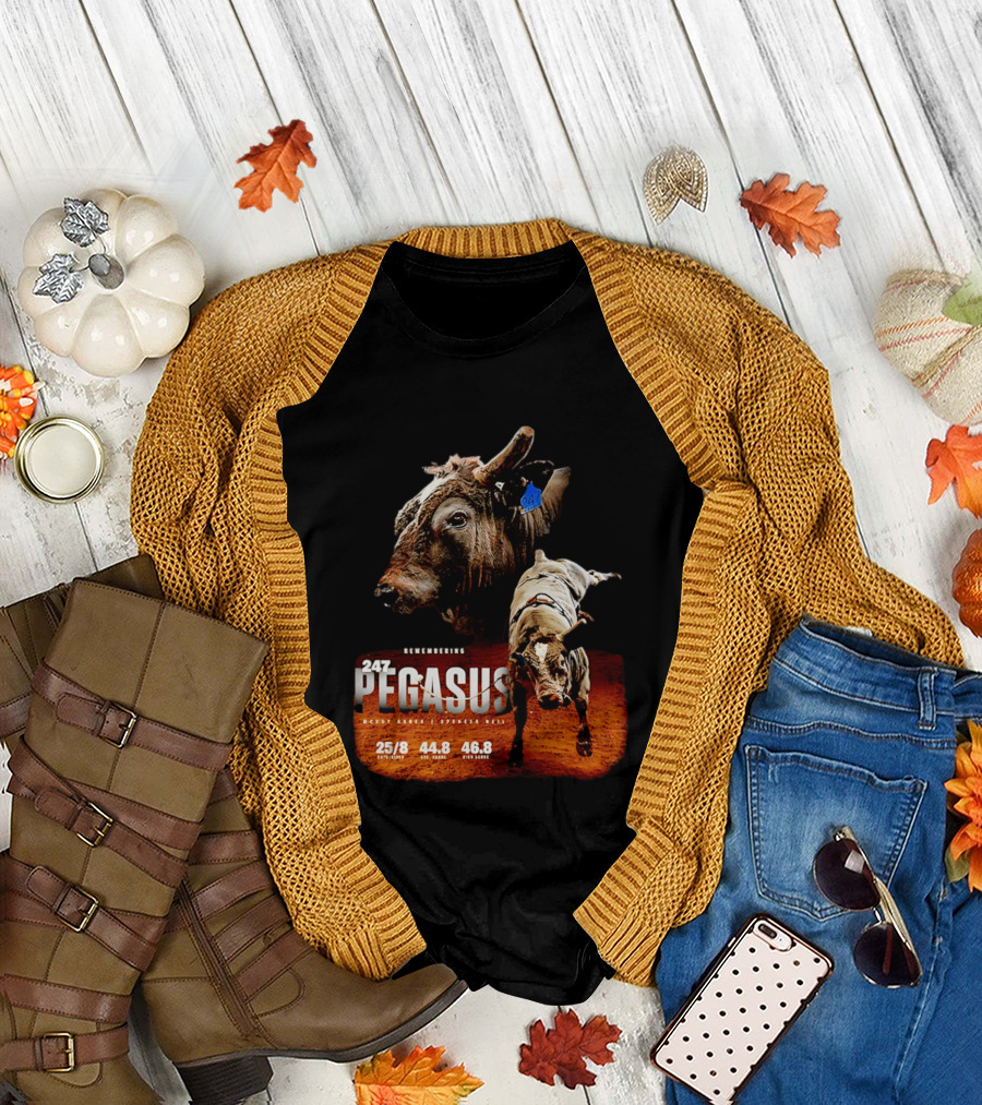Remembering Pegasus 247 Legendary Rodeo Bull Statistics 25/8 44.8 46.8 T-Shirt