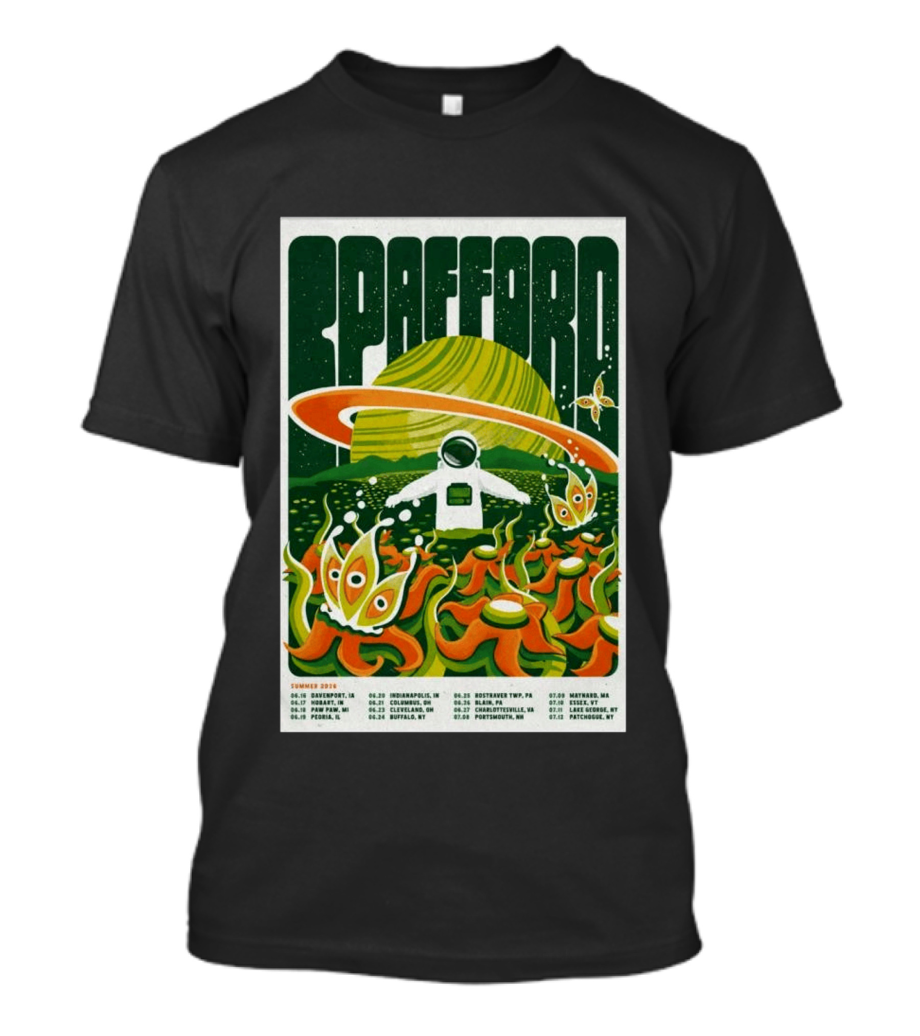Spafford Summer 2026 Tour Space Astronaut And Alien Flowers T-Shirt