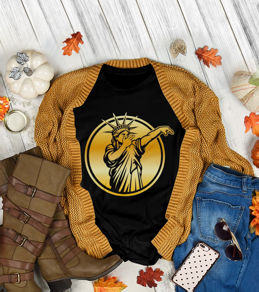 New York Knicks Jalen Brunson Statue of Liber3 Gold T-Shirt