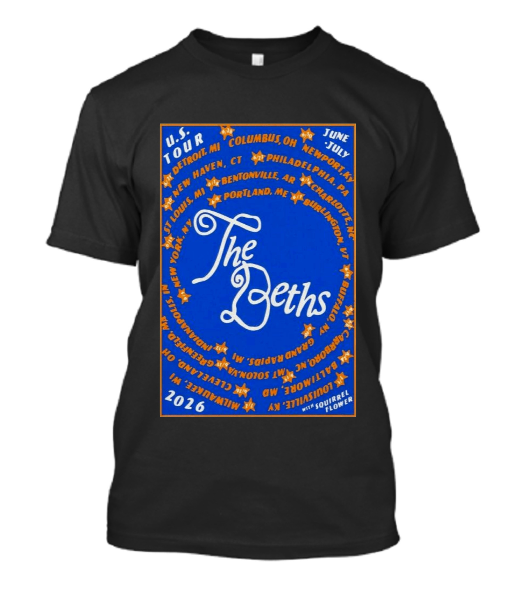 The Beths US Tour 2026 Cities June July With Squirrel Flower T-Shirt