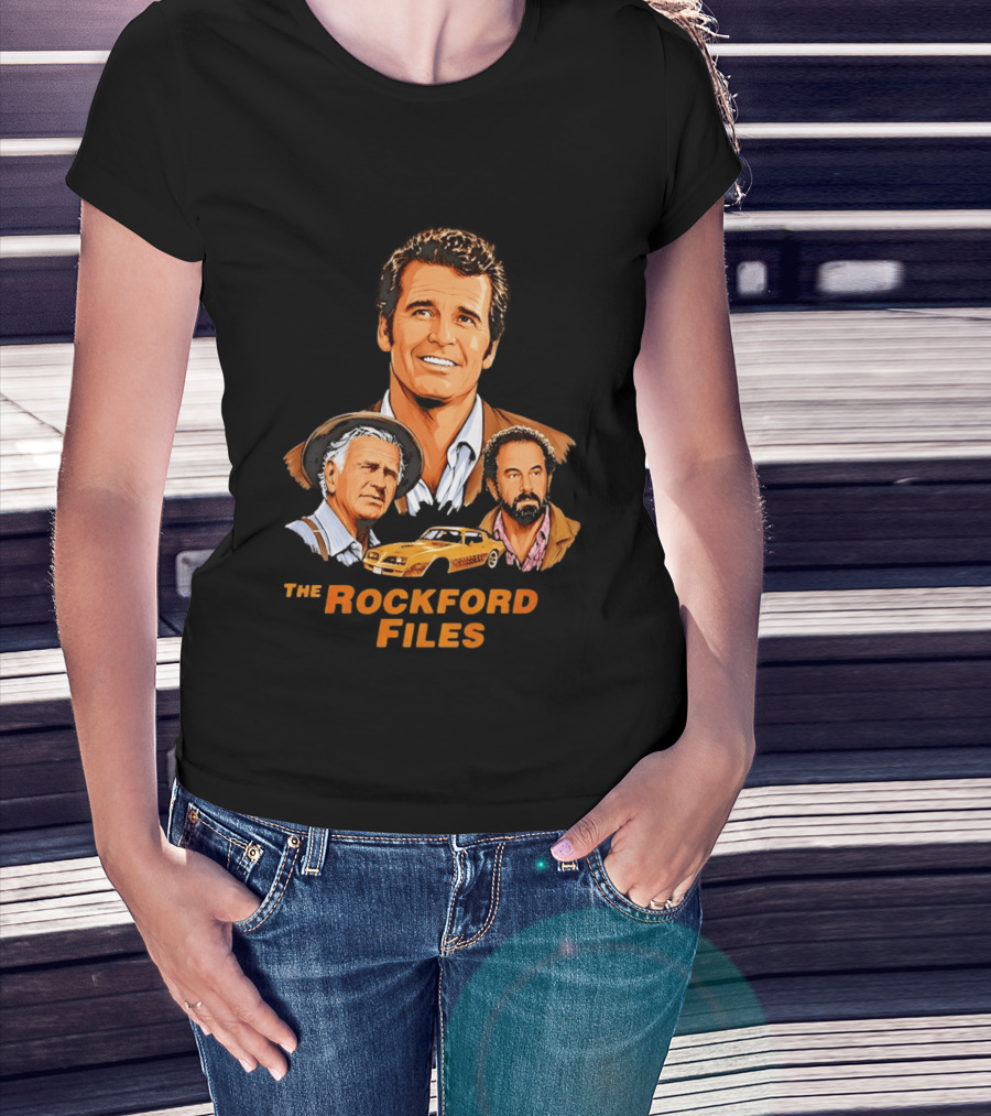 The Rockford Files 1970s James Garner Iconic Cast And Car T-Shirt