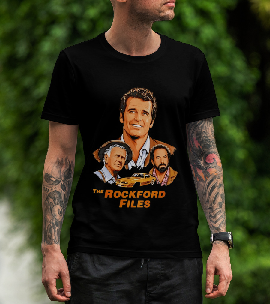 The Rockford Files 1970s James Garner Iconic Cast And Car T-Shirt