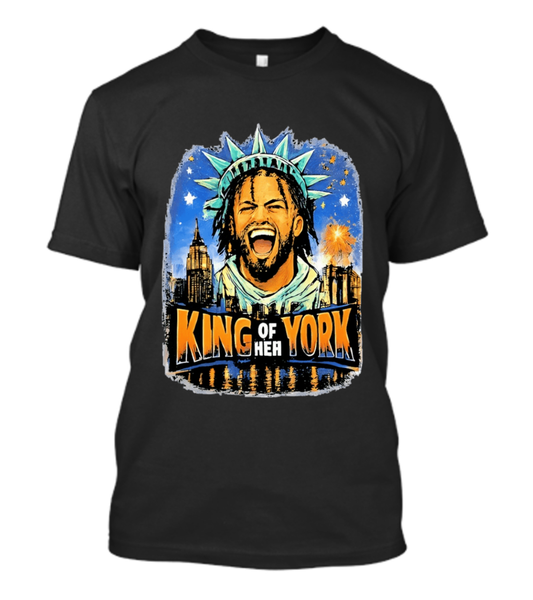 Jalen Brunson Statue Of Liberty Crown King Of New York City Skyline T-Shirt