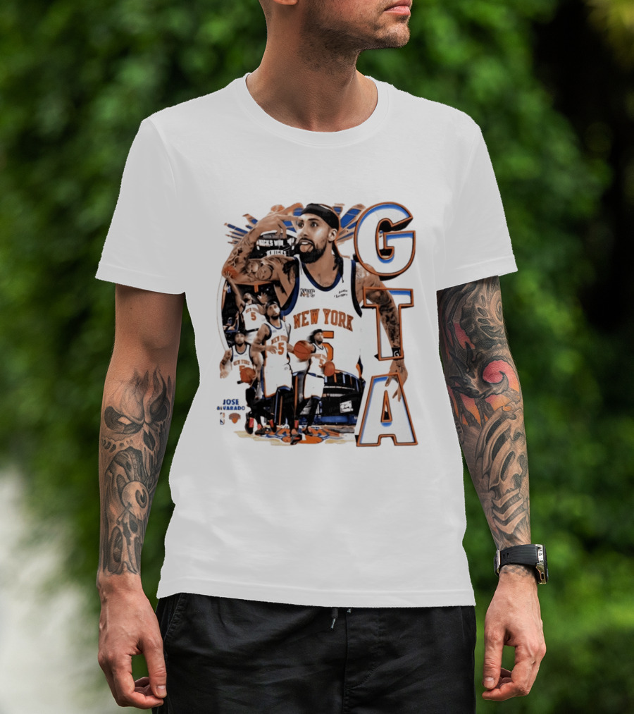 New York Knicks Jose Alvarado GTA Basketball 5 NYC T-Shirt